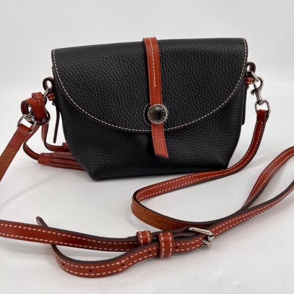 Dooney & Bourke Handbags - Dooney & Bourke Mini Cambridge Crossbody Black Pebble Leather Saddle Bag